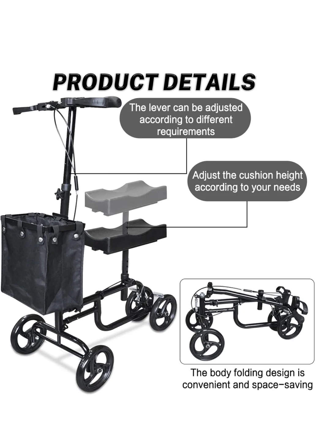 OKSTENC Economy Knee Walker - Steerable Knee Scooter image indicator(4)