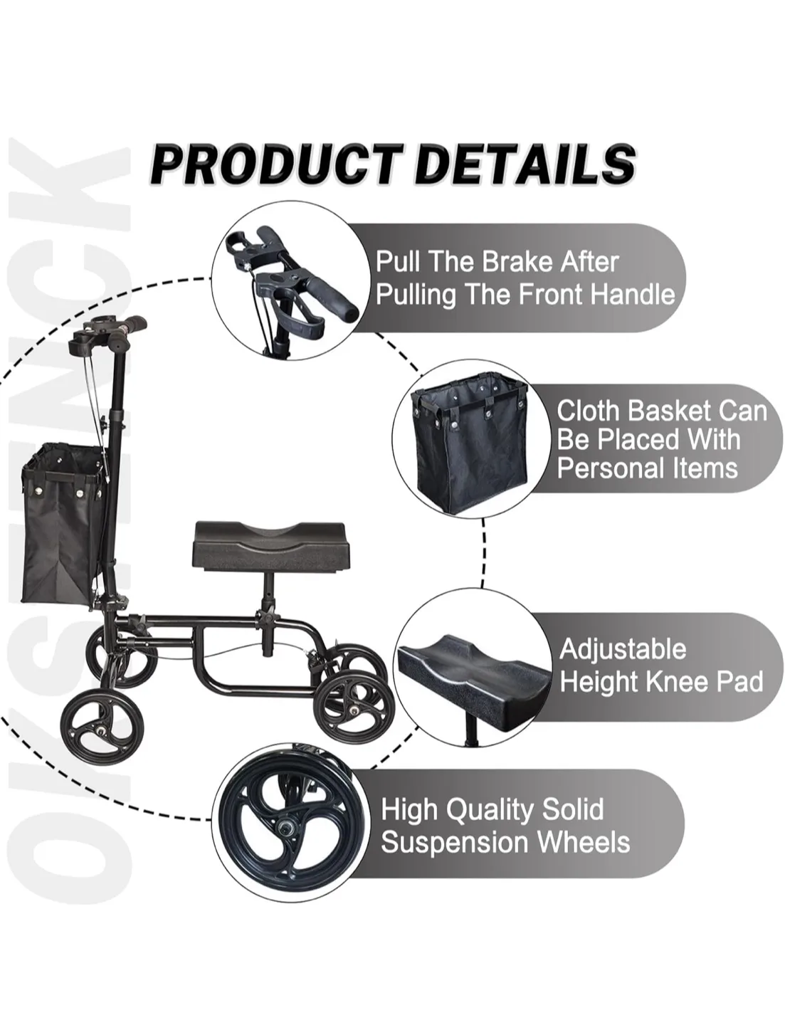 OKSTENC Economy Knee Walker - Steerable Knee Scooter image indicator(5)