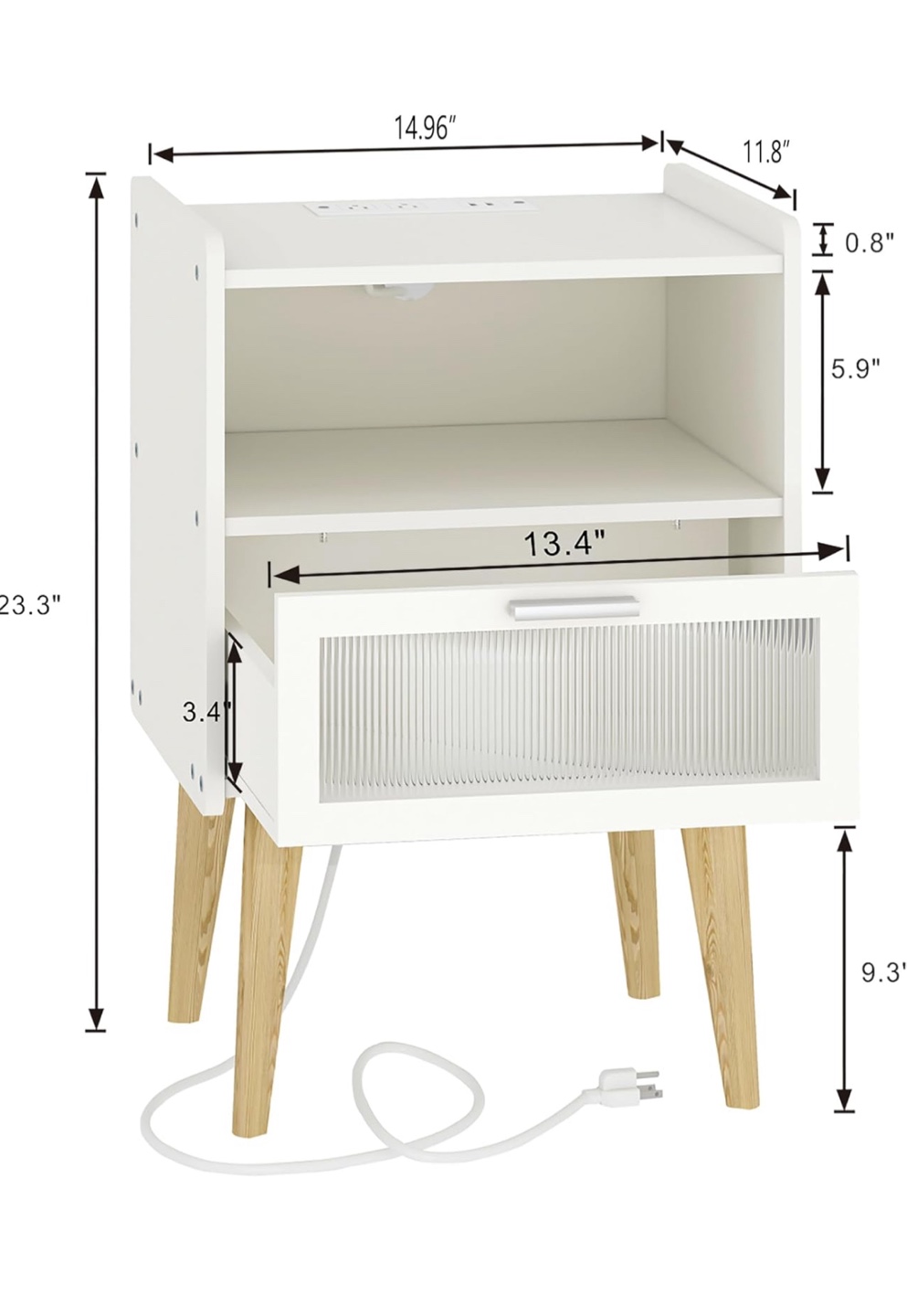 White Nightstand with Charging Station (1) - photo 2