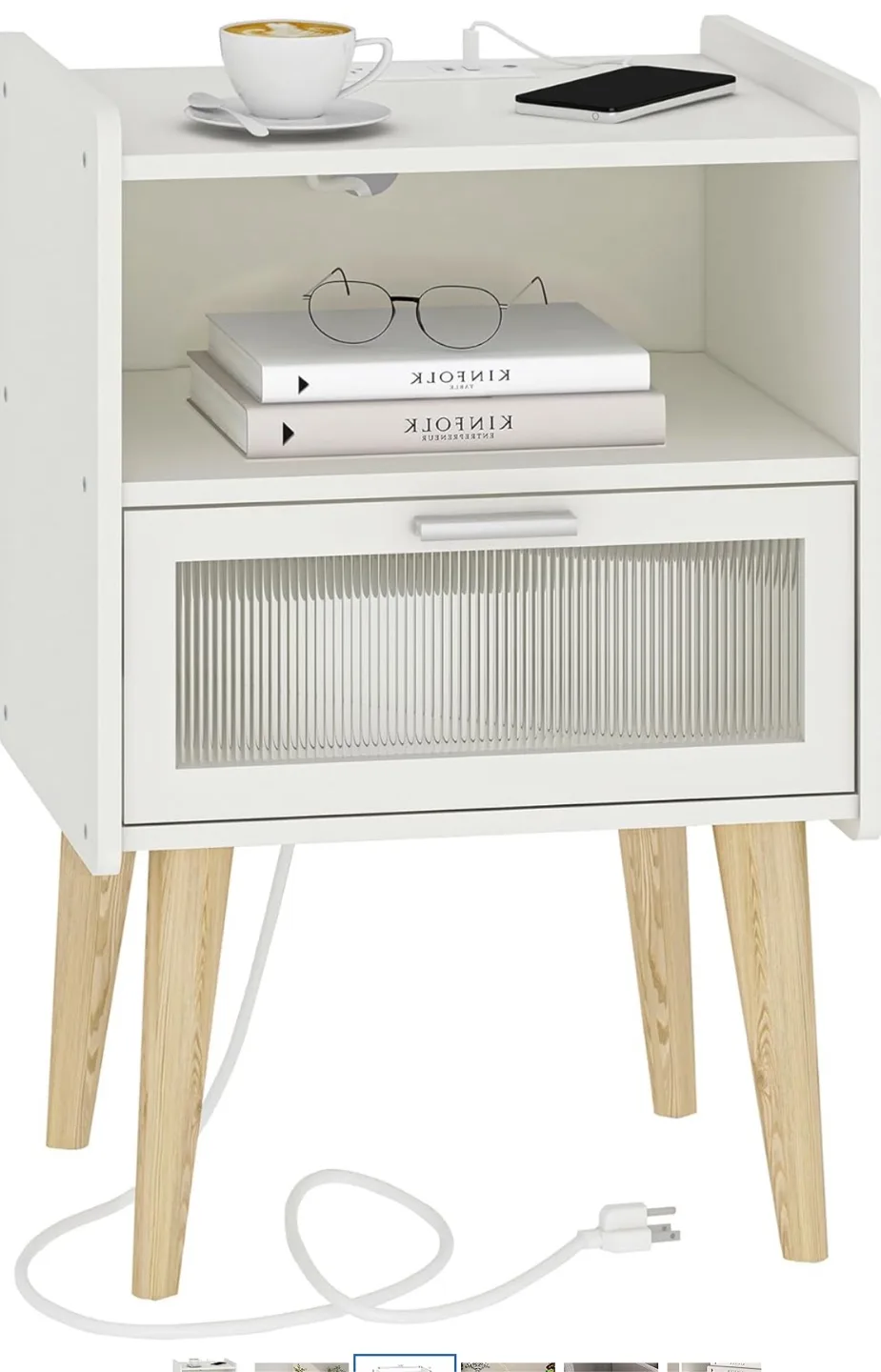 White Nightstand with Charging Station (1)