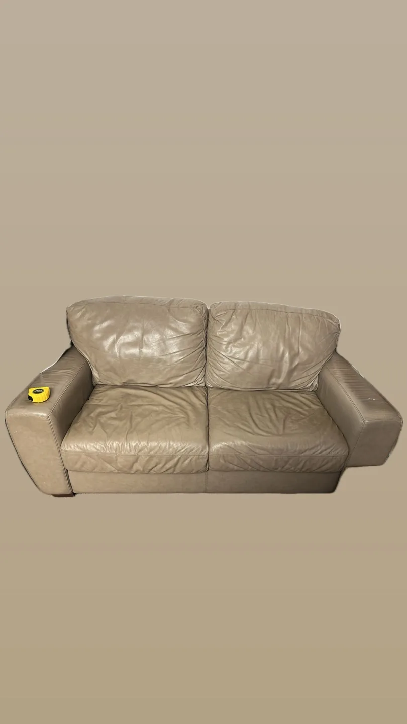 Beige Loveseat Sofa - Real Canadian Leather thumbnail