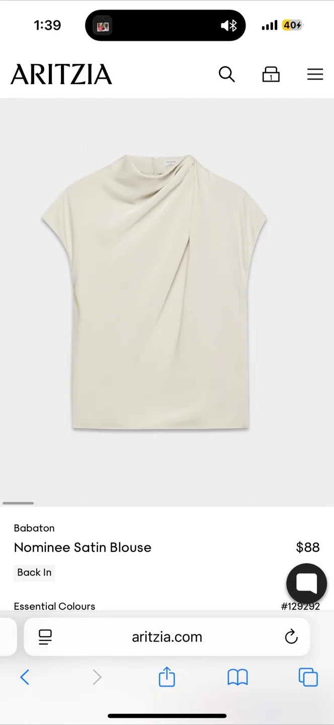 Aritzia Nominee Satin Blouse Size M NWT thumbnail