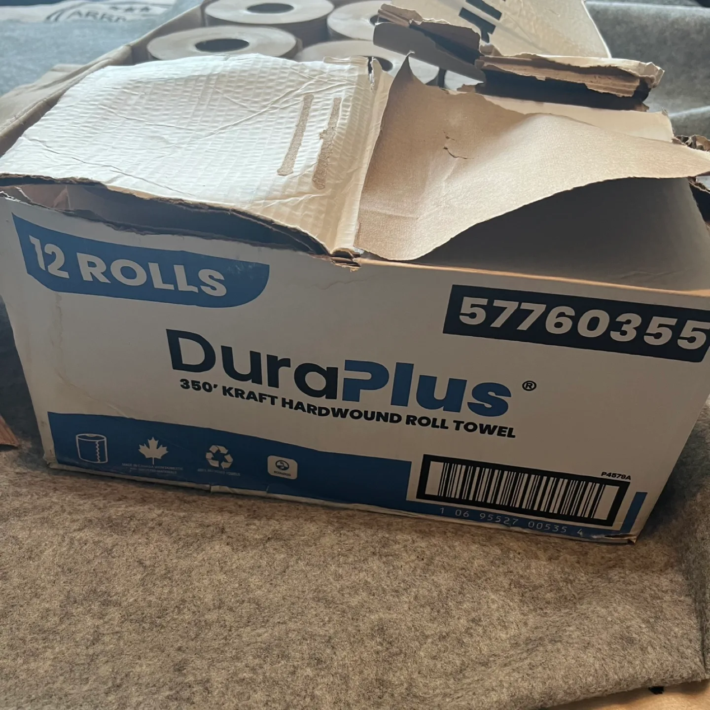 BRAND NEW DuraPlus 350' Kraft Hardwound Roll Towel - 12 Rolls image indicator(2)