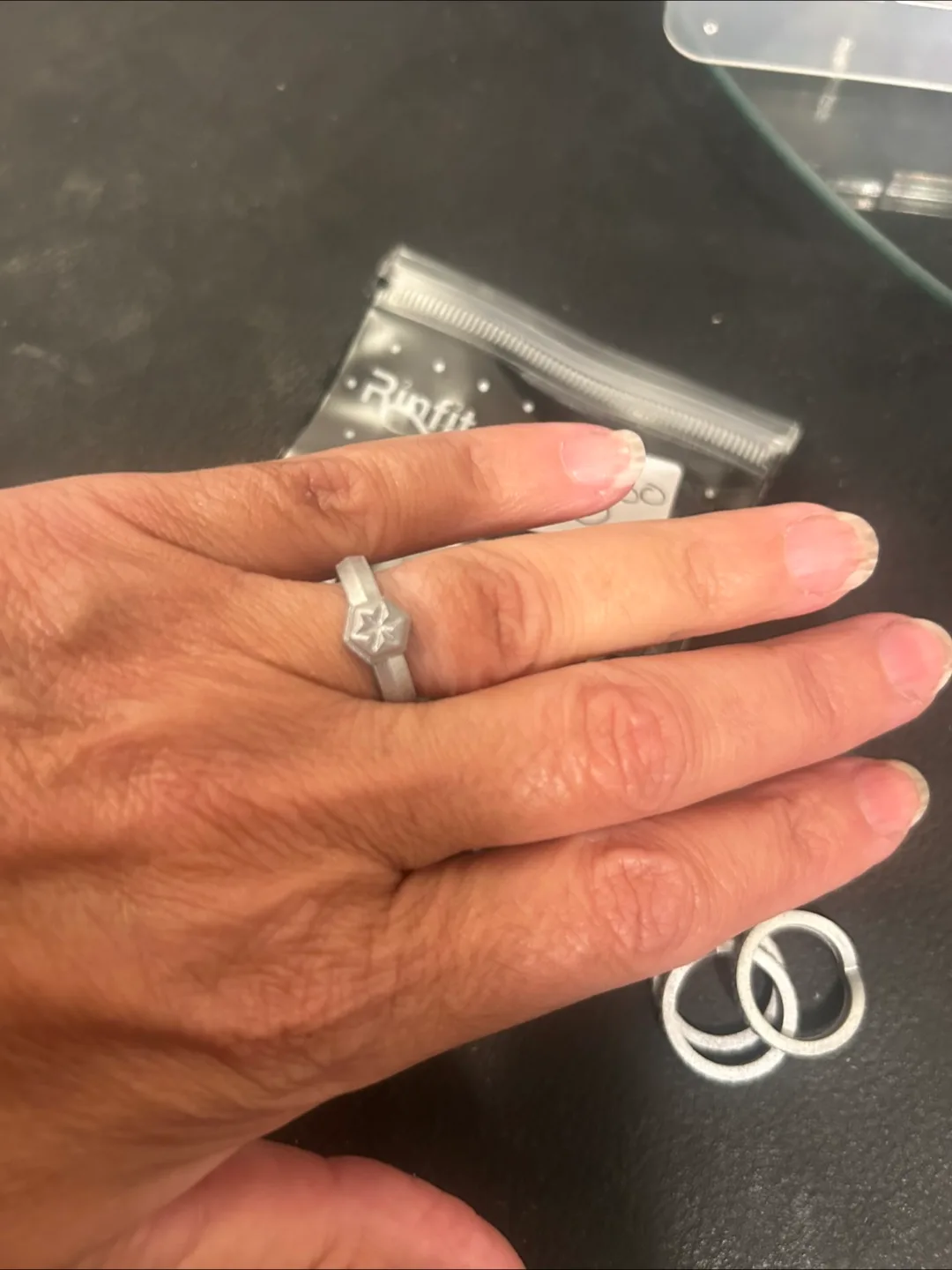 New Rinfit Silicone Wedding Rings - Size 6, Silver, 5-Pack image indicator(4)