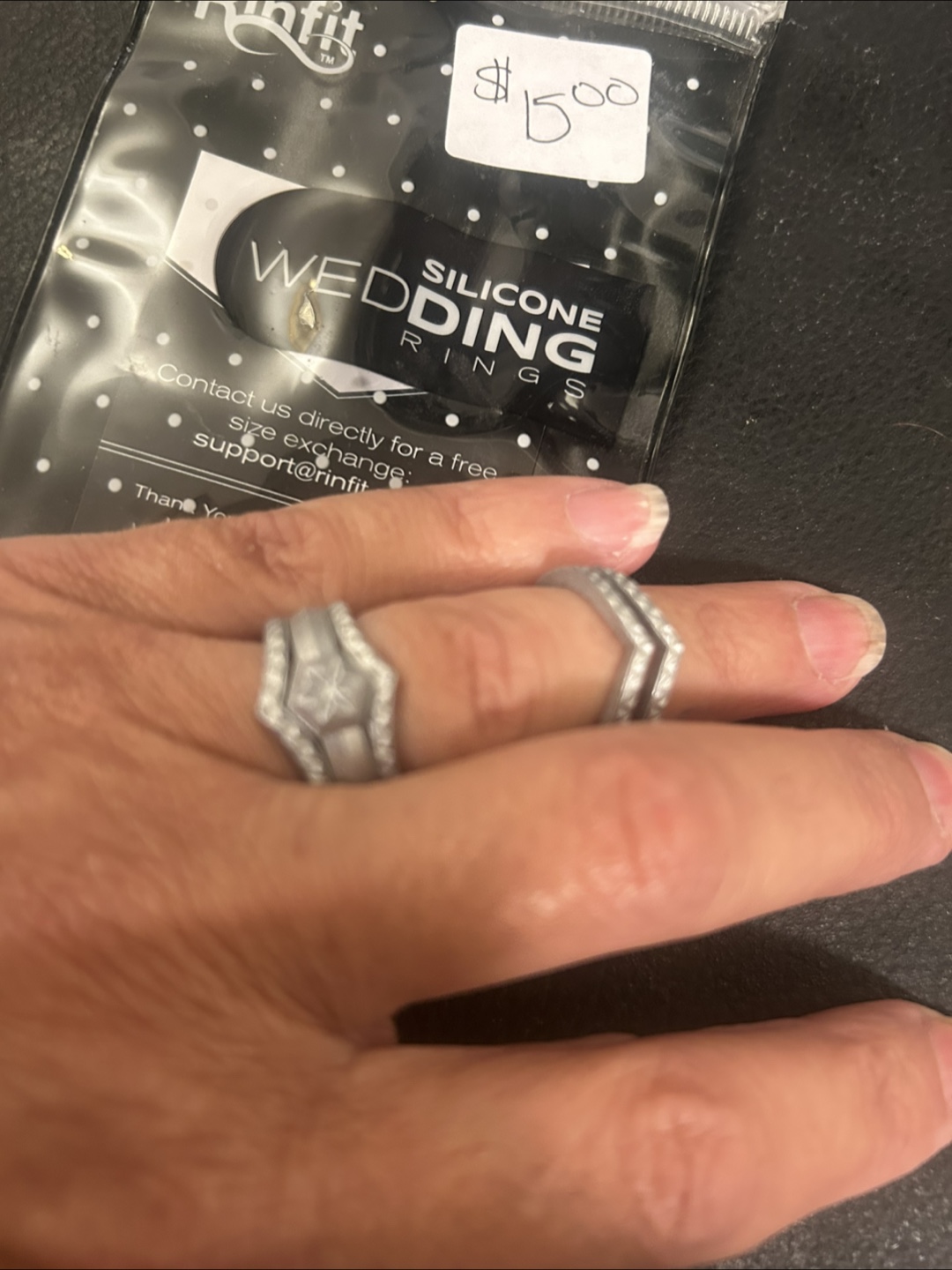 New Rinfit Silicone Wedding Rings - Size 6, Silver, 5-Pack - photo 3