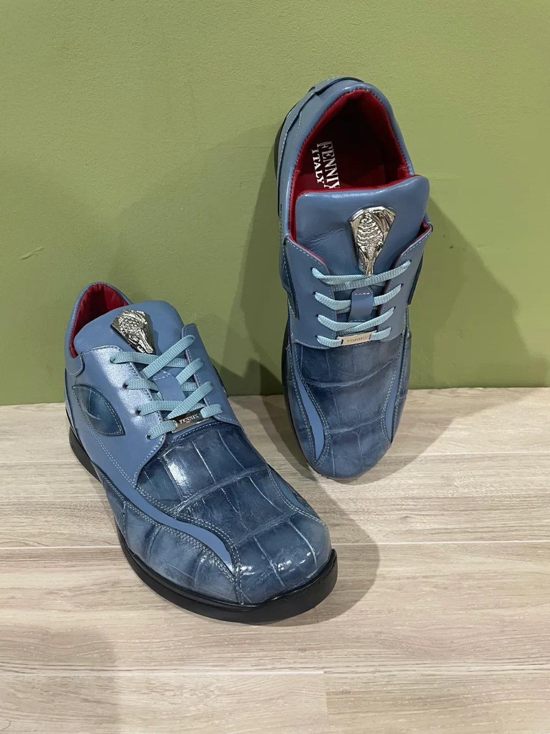 FENNIX Italy Blue Leather Dress Shoes alligator/calf thumbnail
