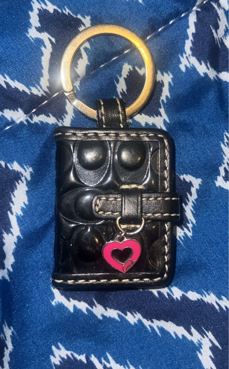 Coach Black Leather Keychain thumbnail