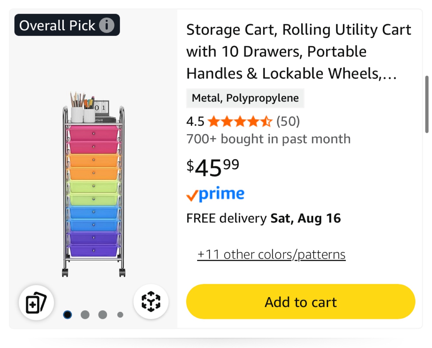 Rolling Utility Cart with 10 Drawers - photo 5