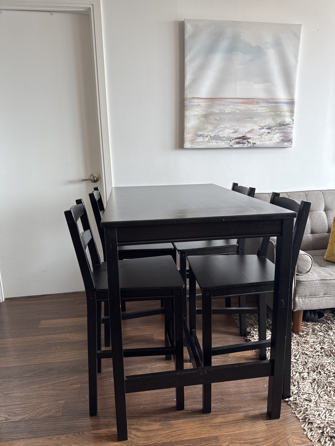 Black Bar Table with 4 Chairs