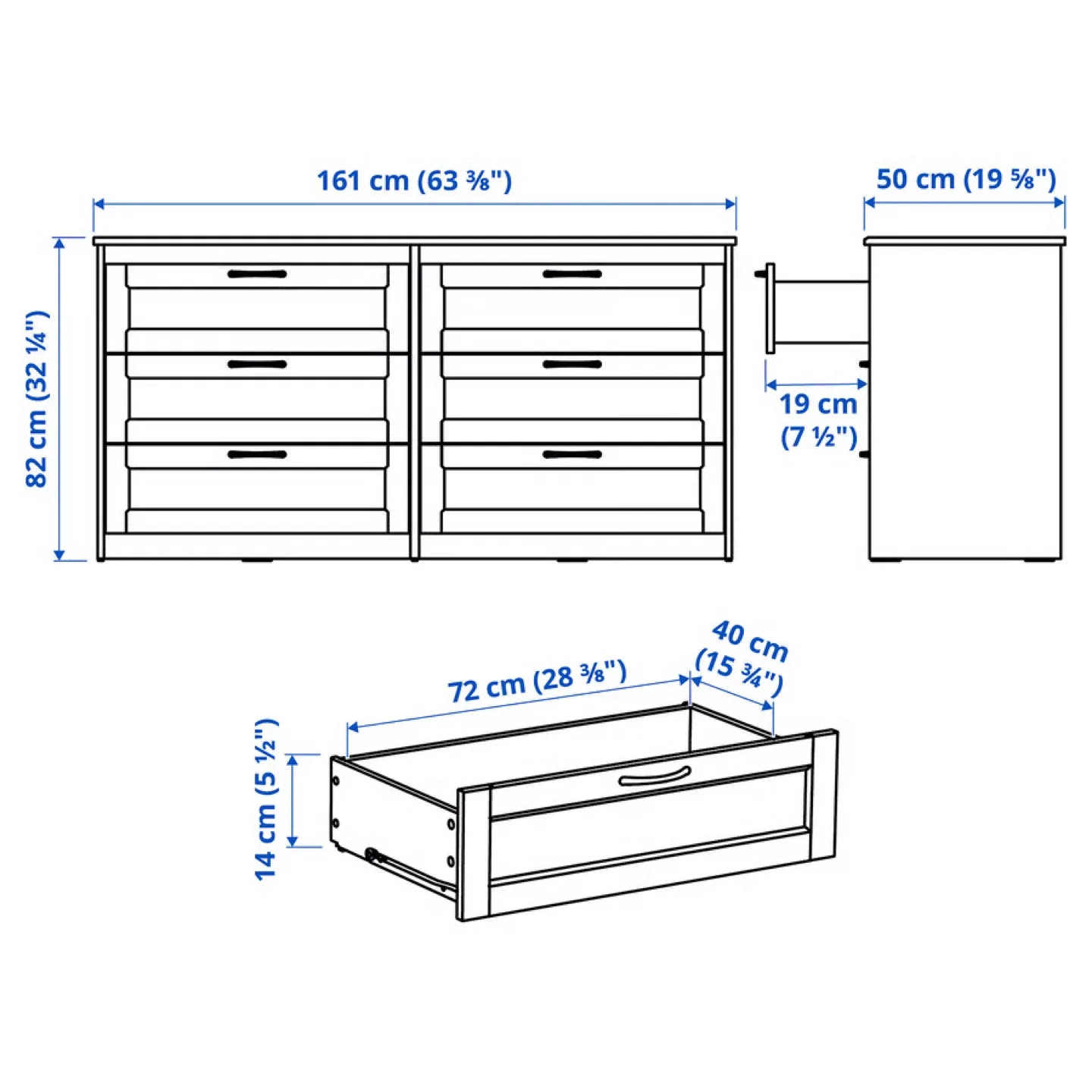 IKEA SONGESAND 6-drawer dresser WHITE image indicator(2)