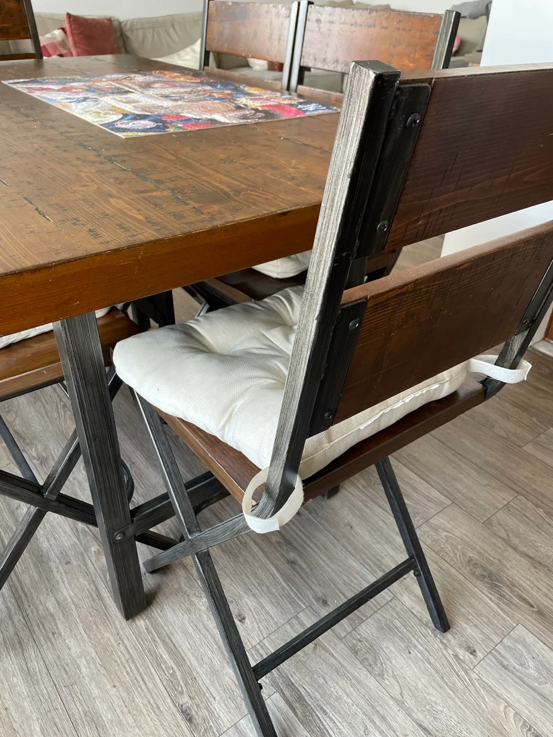 Wood Dining Table with 4 Chairs and bench image indicator(4)