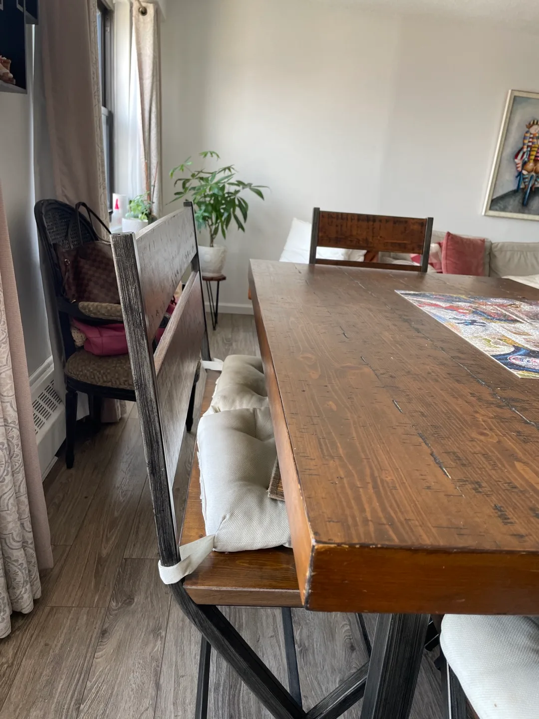 Wood Dining Table with 4 Chairs and bench image indicator(3)