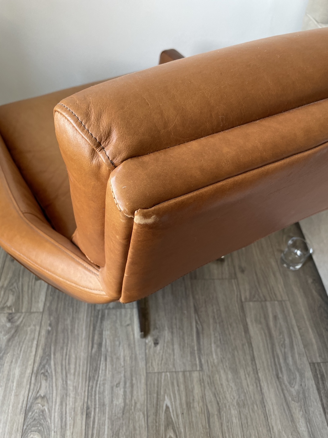 Leather Swivel Chair with Ottoman - photo 5