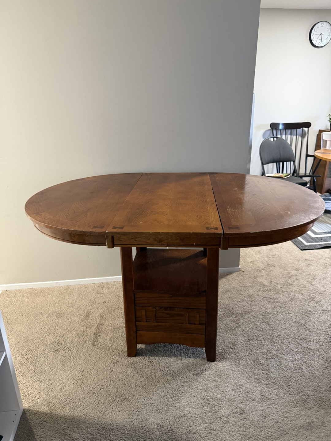 Round Wooden Dining Table with Leaf - photo 4