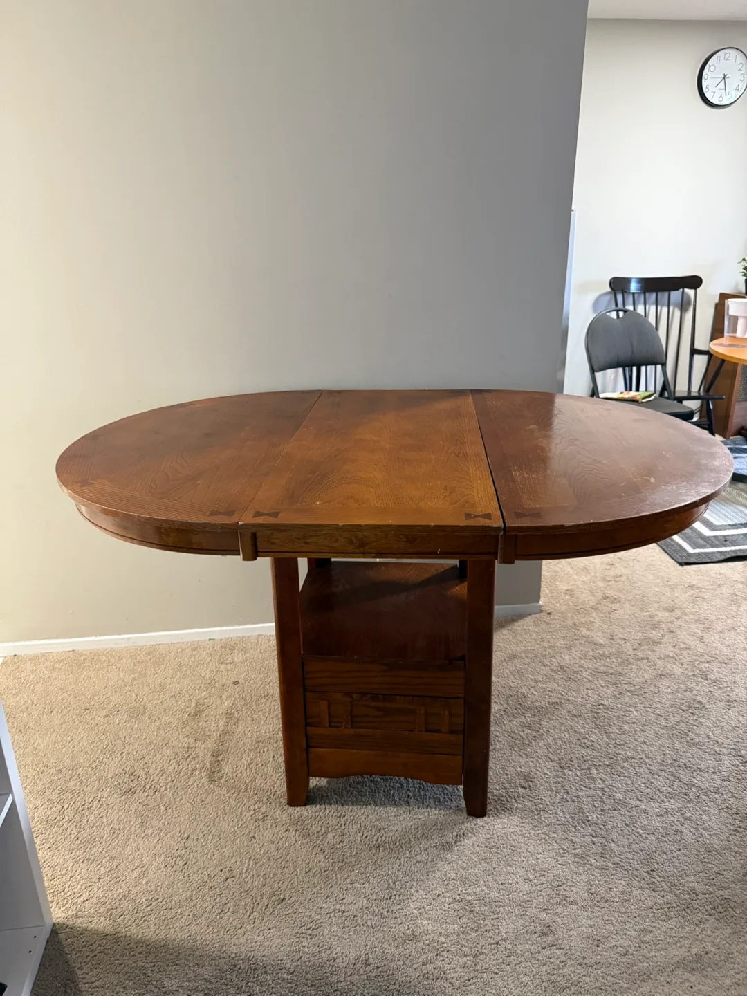 Round Wooden Dining Table with Leaf image indicator(4)