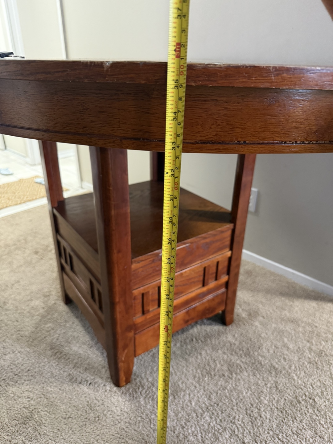 Round Wooden Dining Table with Leaf - photo 5