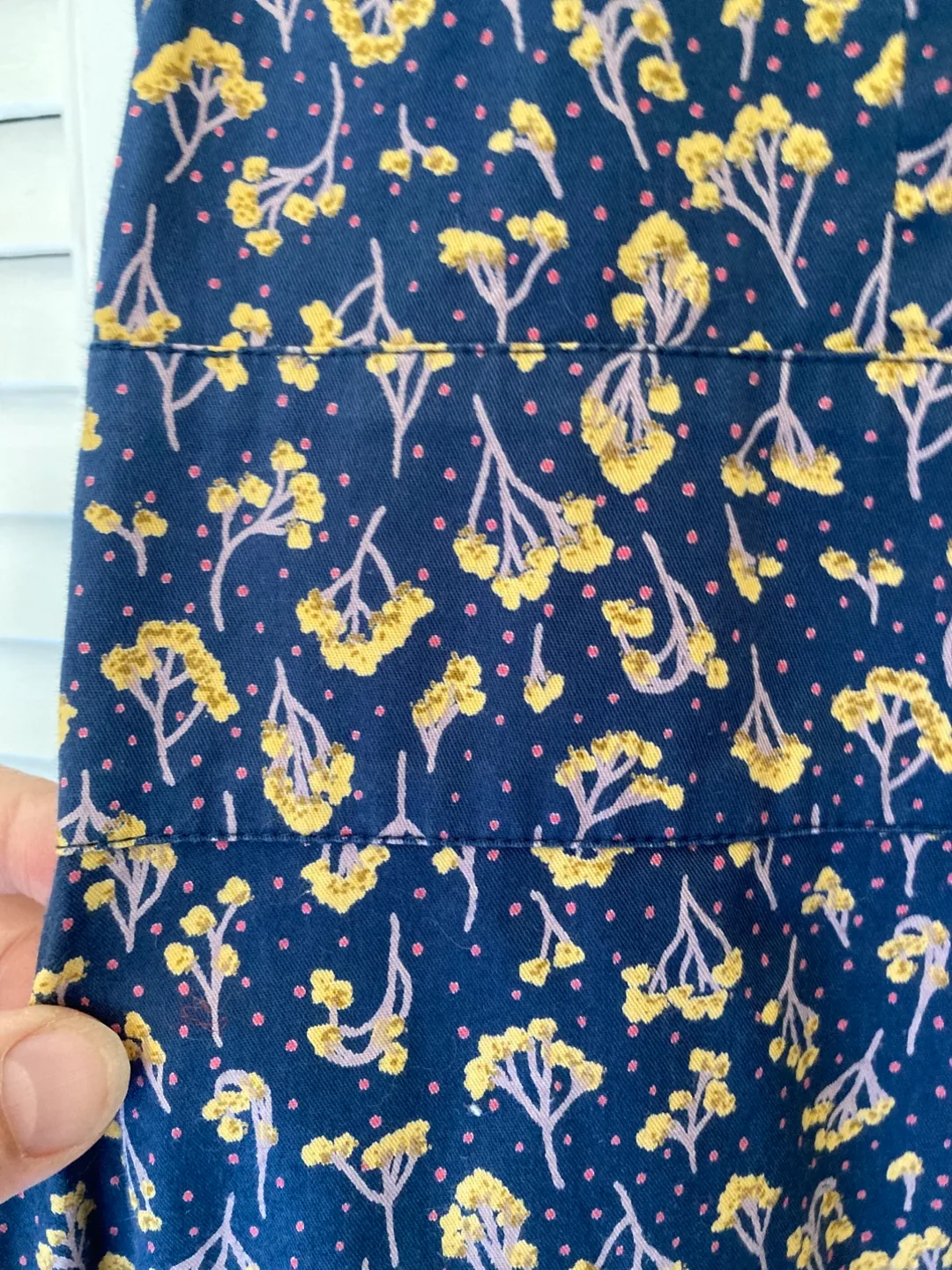 Blue Summer Smock  Dress - 100% Cotton- Blue with Yellow Flowers image indicator(4)