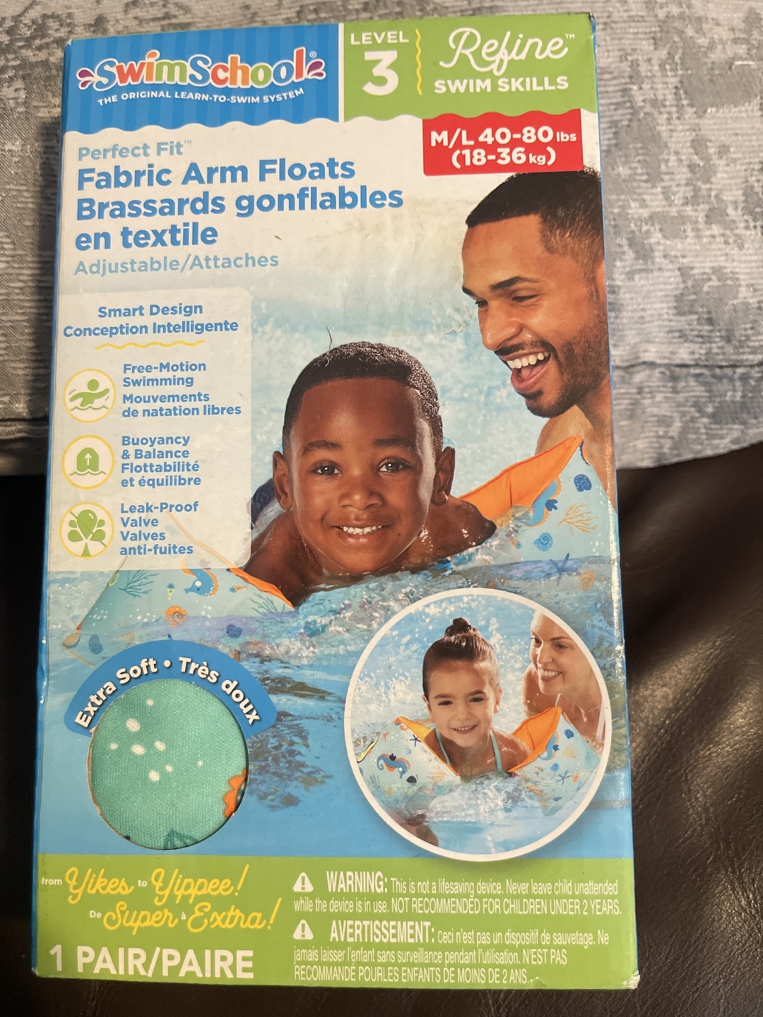 SwimSchool Fabric Arm Floats, M/L (40-80lbs)
