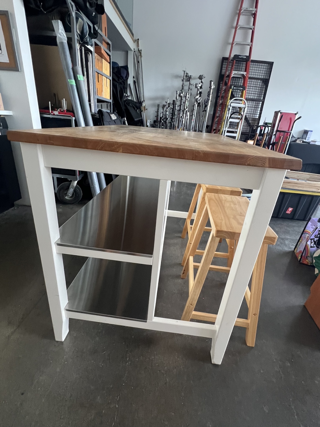Kitchen Island with Wood Top and White Base - photo 5