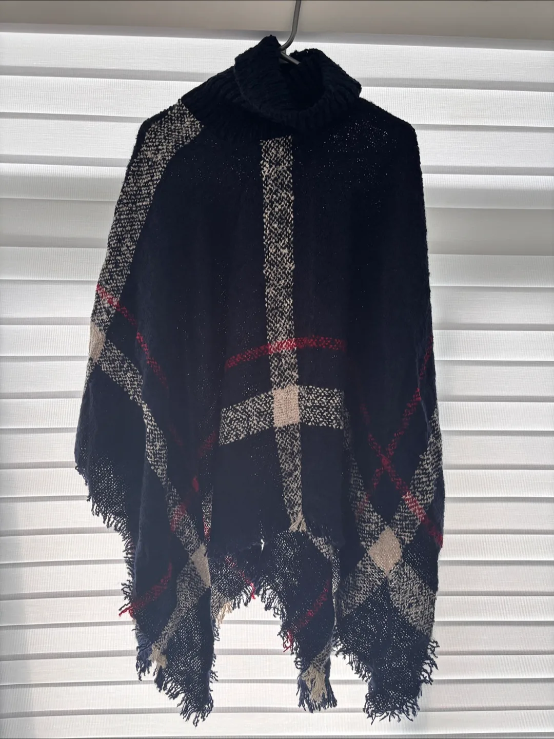Plaid Turtleneck Poncho thumbnail