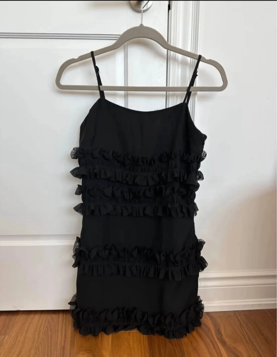 Black Ruffle Mini Dress- size S thumbnail