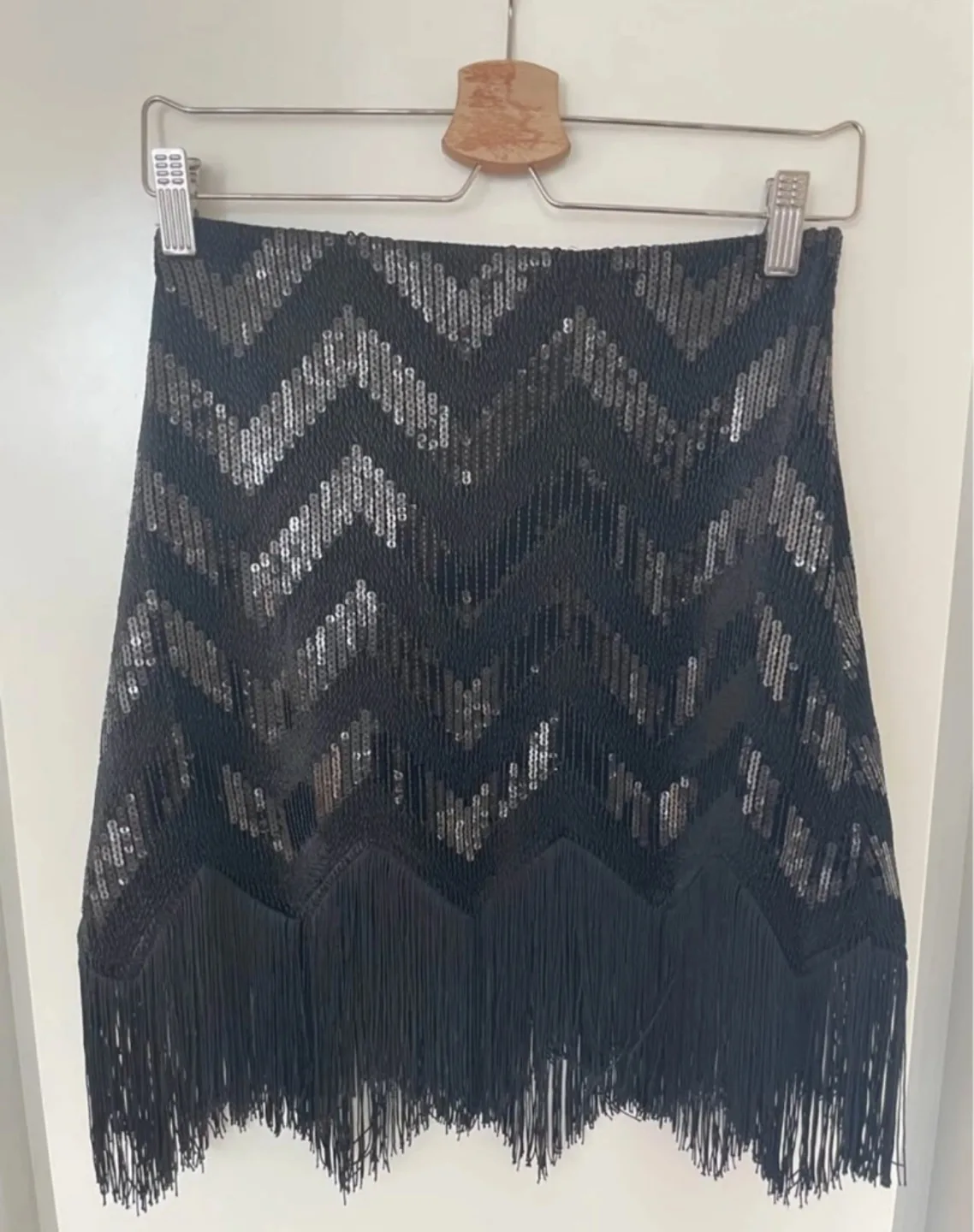 Zara Sequin Fringe Mini Skirt - Size XS thumbnail