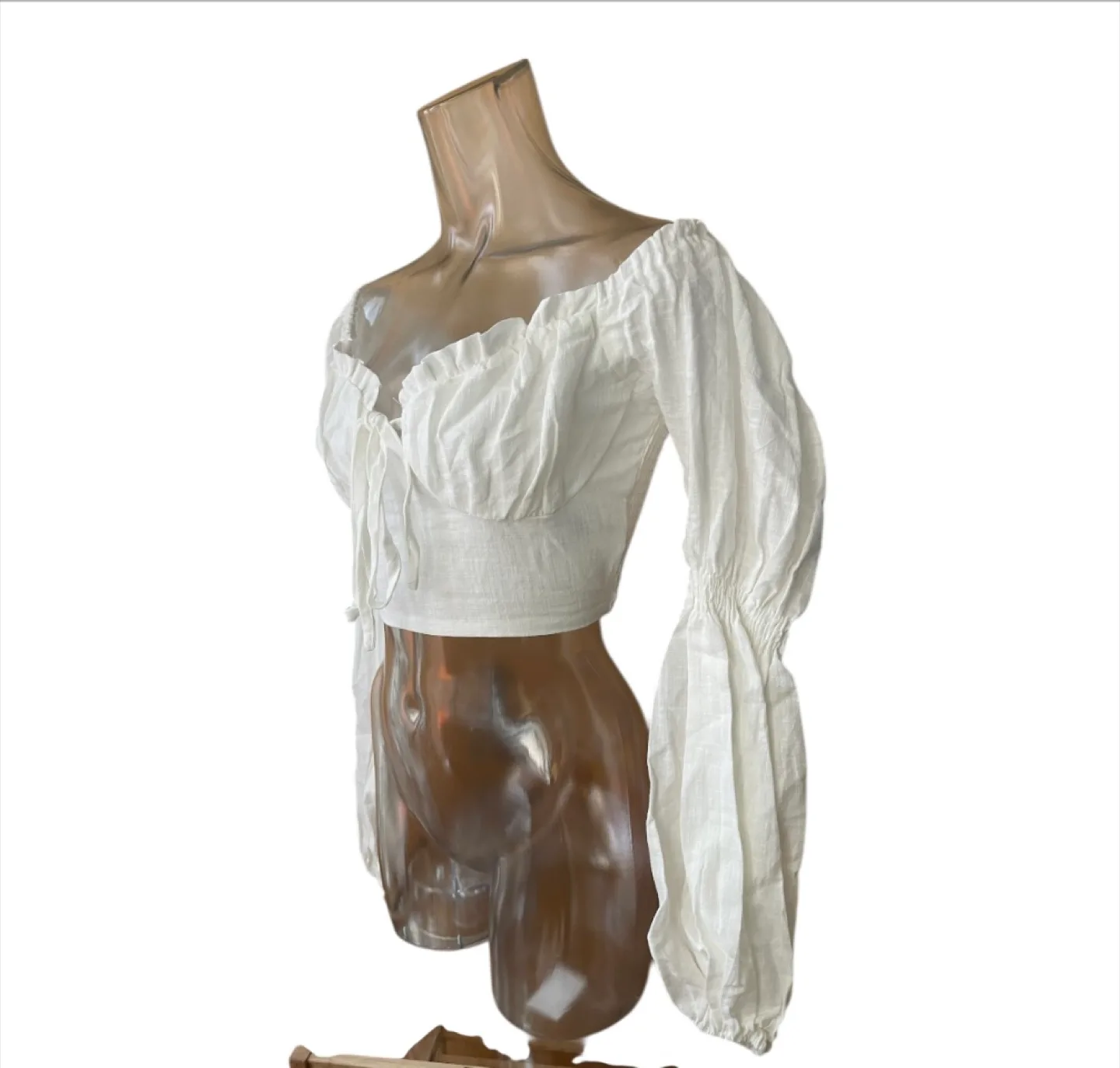 Vintage 2000s Y2K Peplum White Blouse Small image indicator(6)