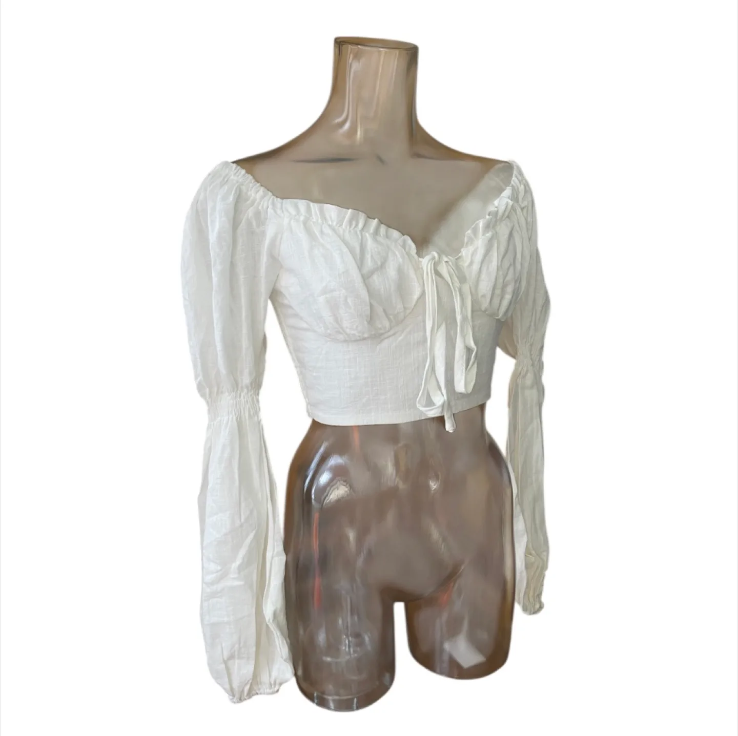 Vintage 2000s Y2K Peplum White Blouse Small image indicator(3)