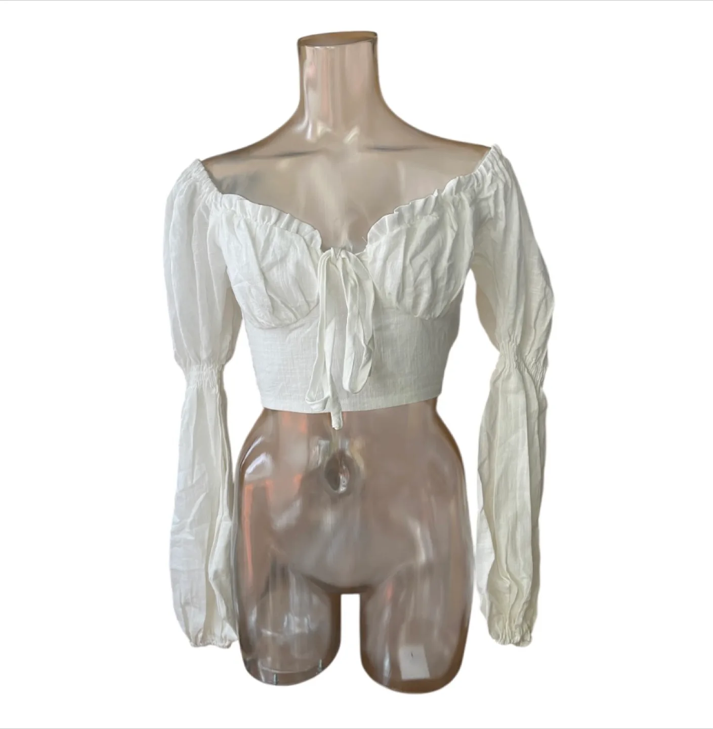 Vintage 2000s Y2K Peplum White Blouse Small image indicator(2)