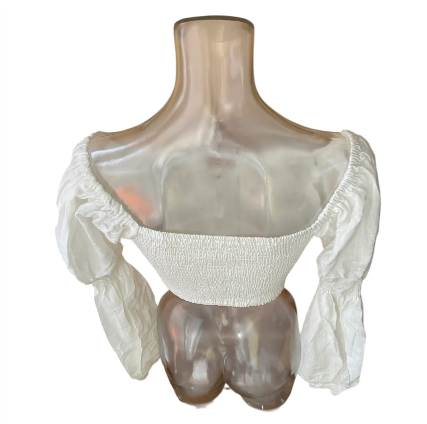 Vintage 2000s Y2K Peplum White Blouse Small image indicator(8)