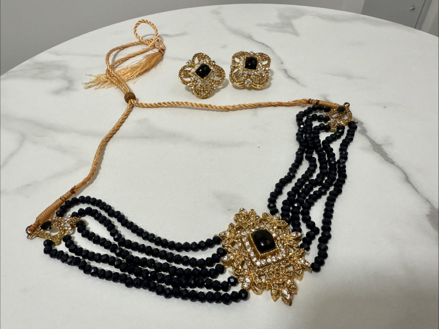 Blue Beaded chokar & Earring Set