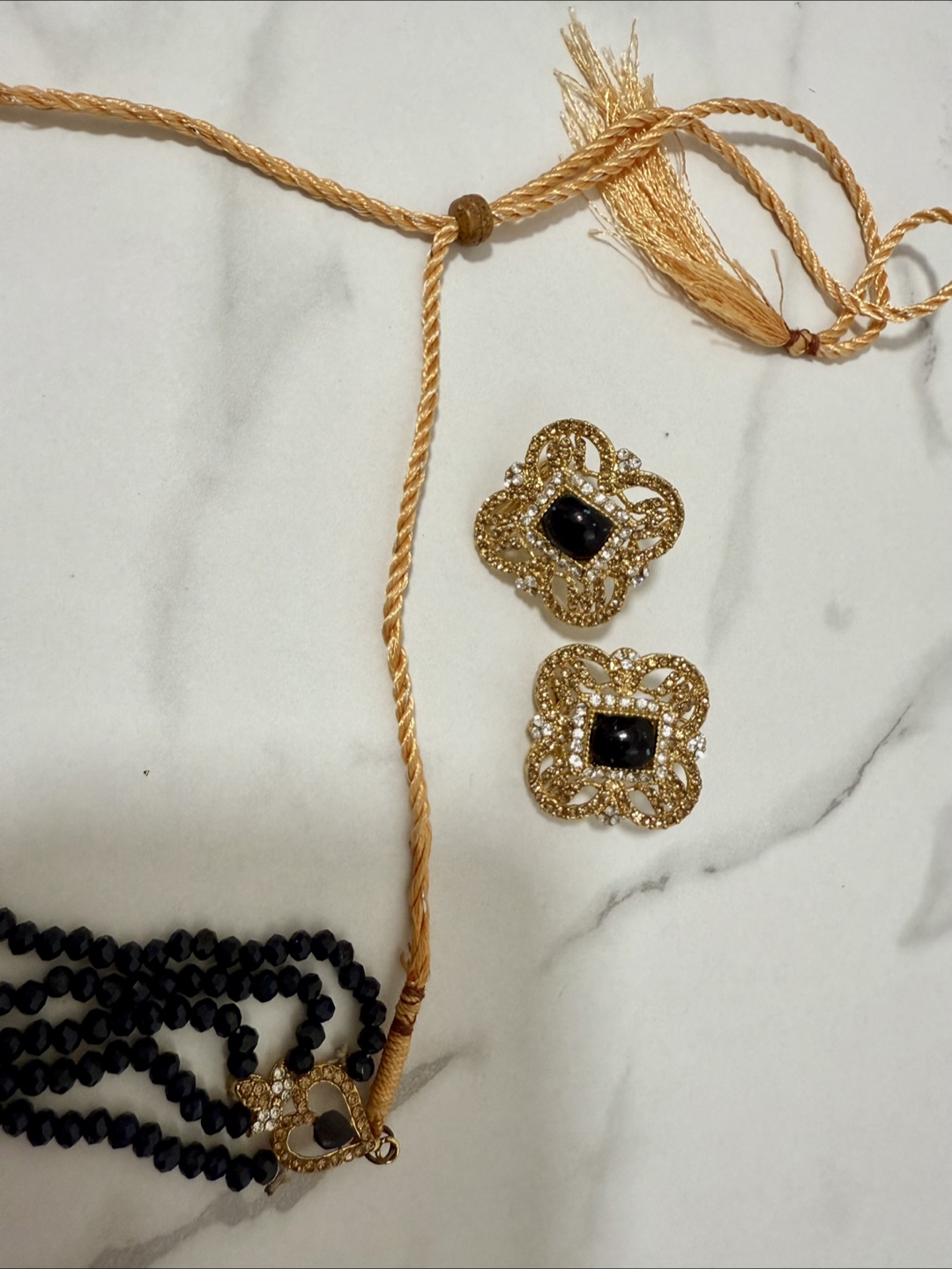 Blue Beaded chokar & Earring Set - photo 2