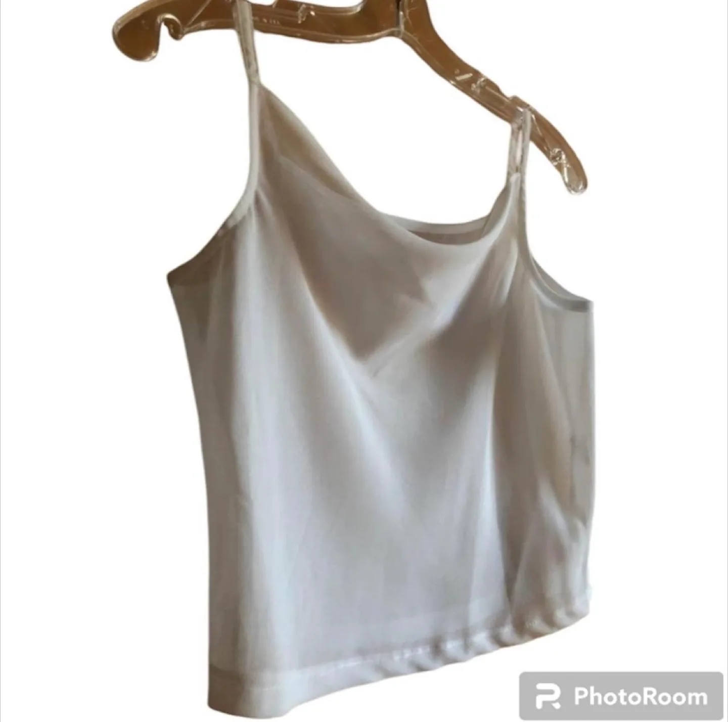 Vintage 90s Crop Top Spaghetti Straps Sheer White S/M image indicator(7)
