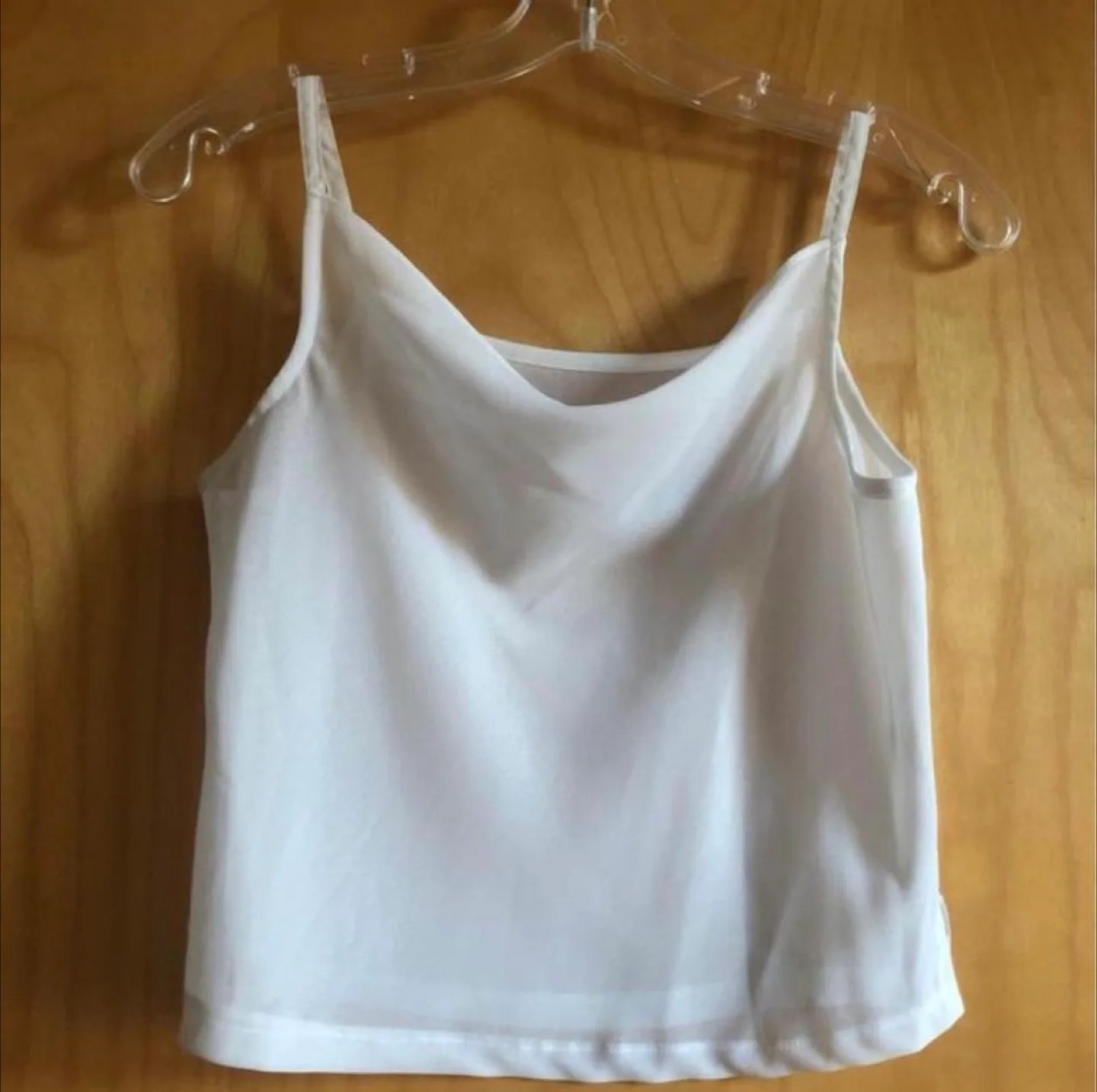 Vintage 90s Crop Top Spaghetti Straps Sheer White S/M image indicator(8)