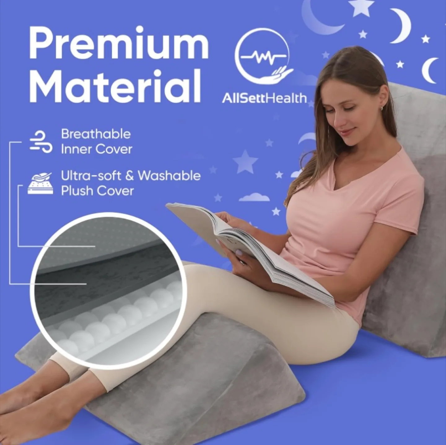 AllSett Health Wedge Pillow Set - Grey thumbnail