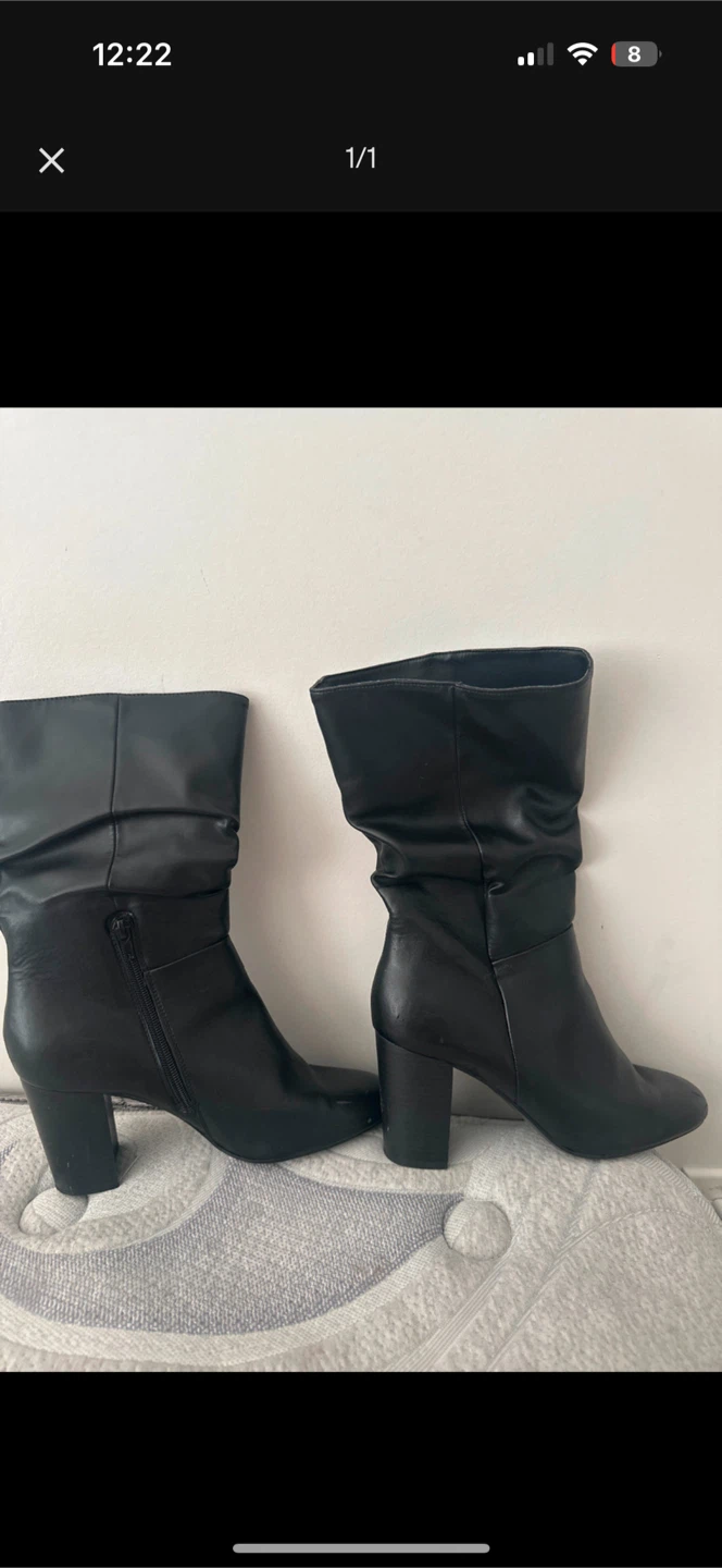 Black Heeled Boots - Size 9