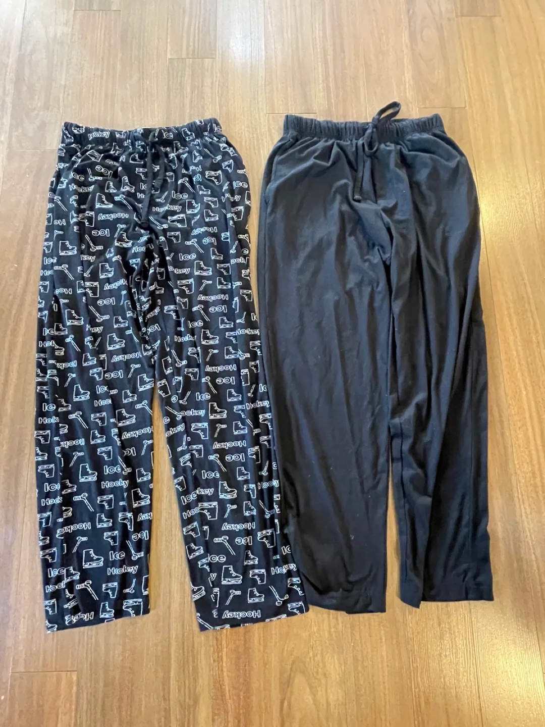Pajama Pants - Hockey Print & Solid Black size men’s small thumbnail