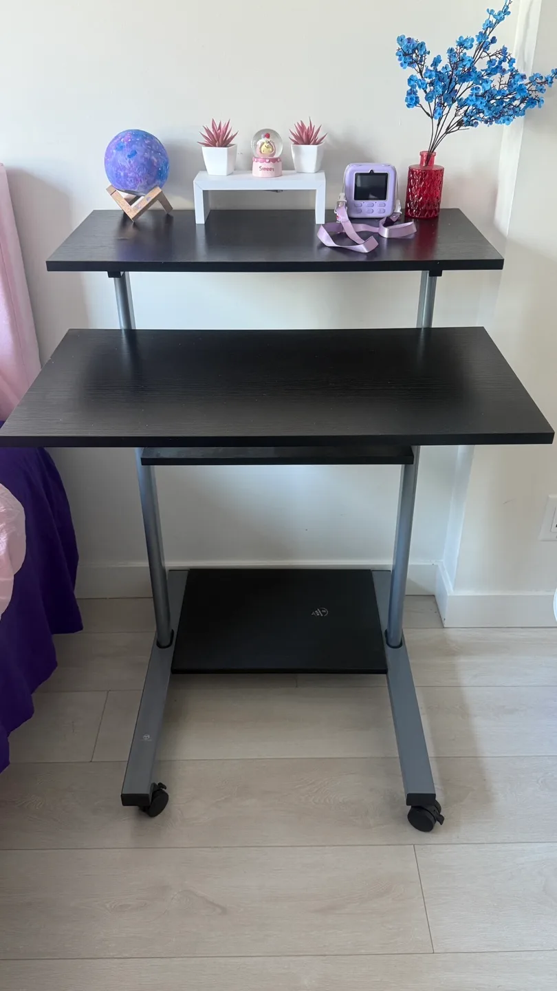 Rolling Adjustable Height Desk - Black