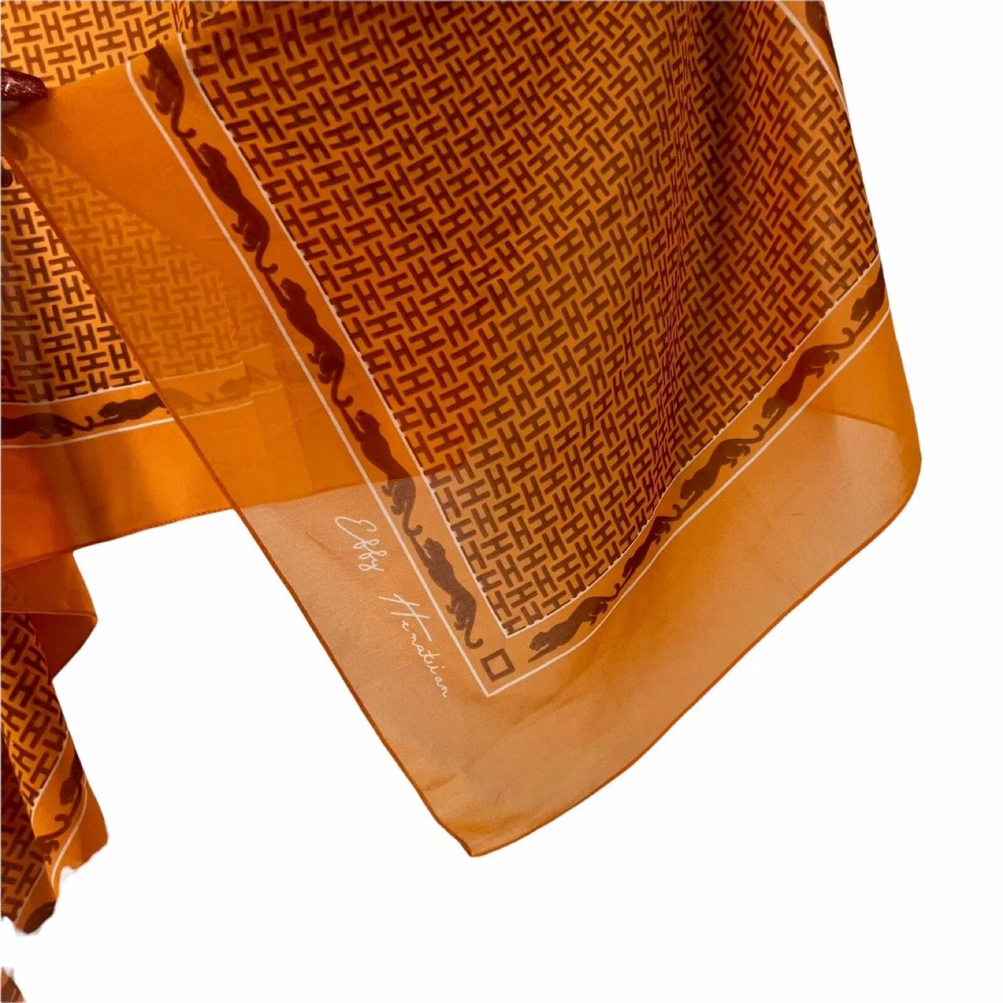 Elfy Herabian Orange Silk Scarf image indicator(5)