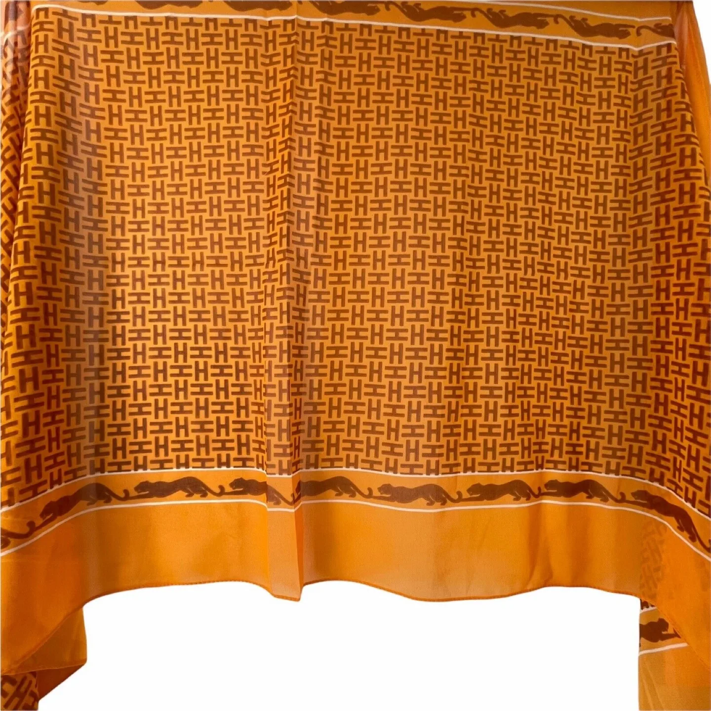 Elfy Herabian Orange Silk Scarf image indicator(4)