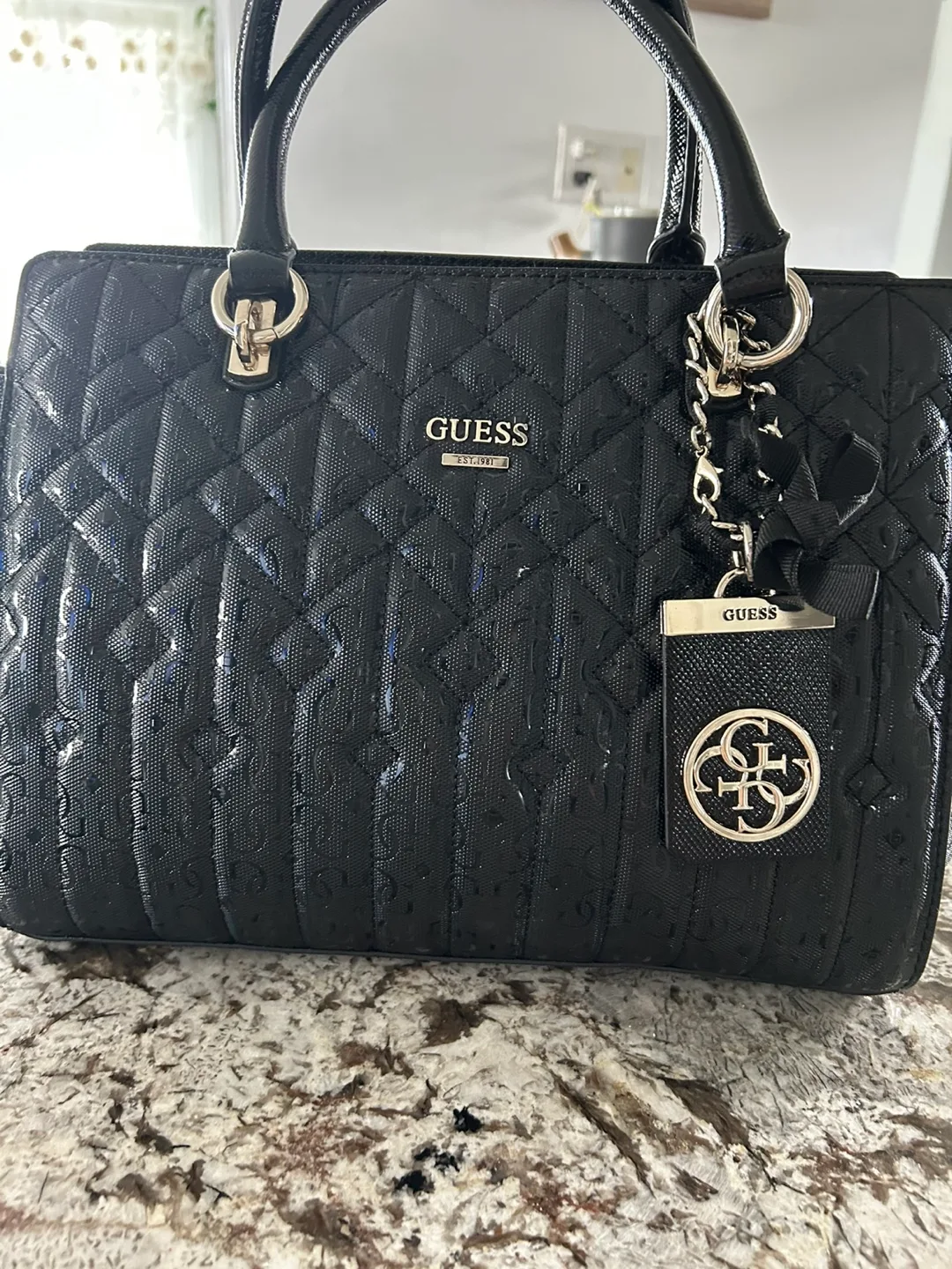 Guess Black Satchel Purse thumbnail