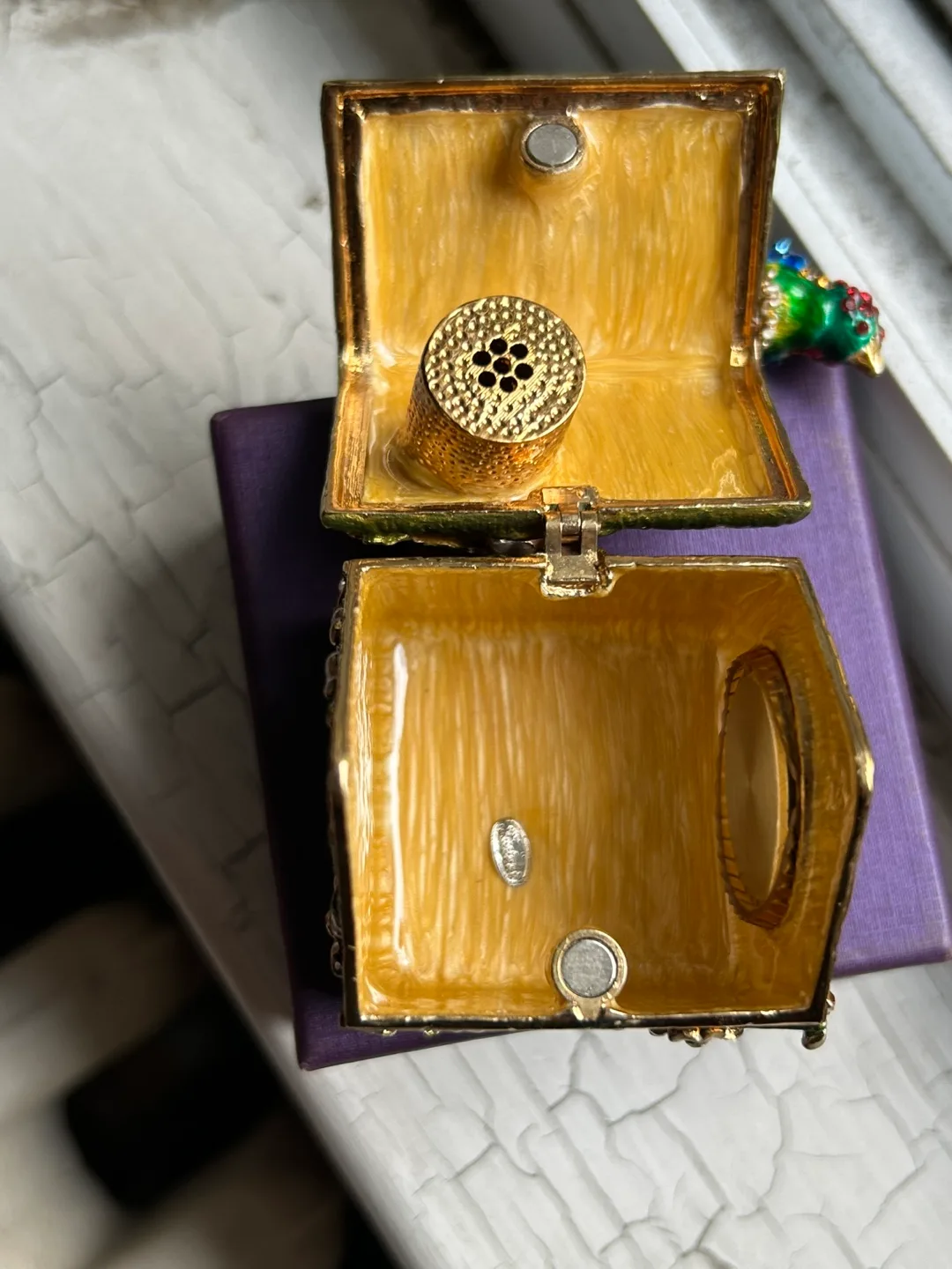 jewellery Rucinni pill box enamel bird clock trinket image indicator(4)