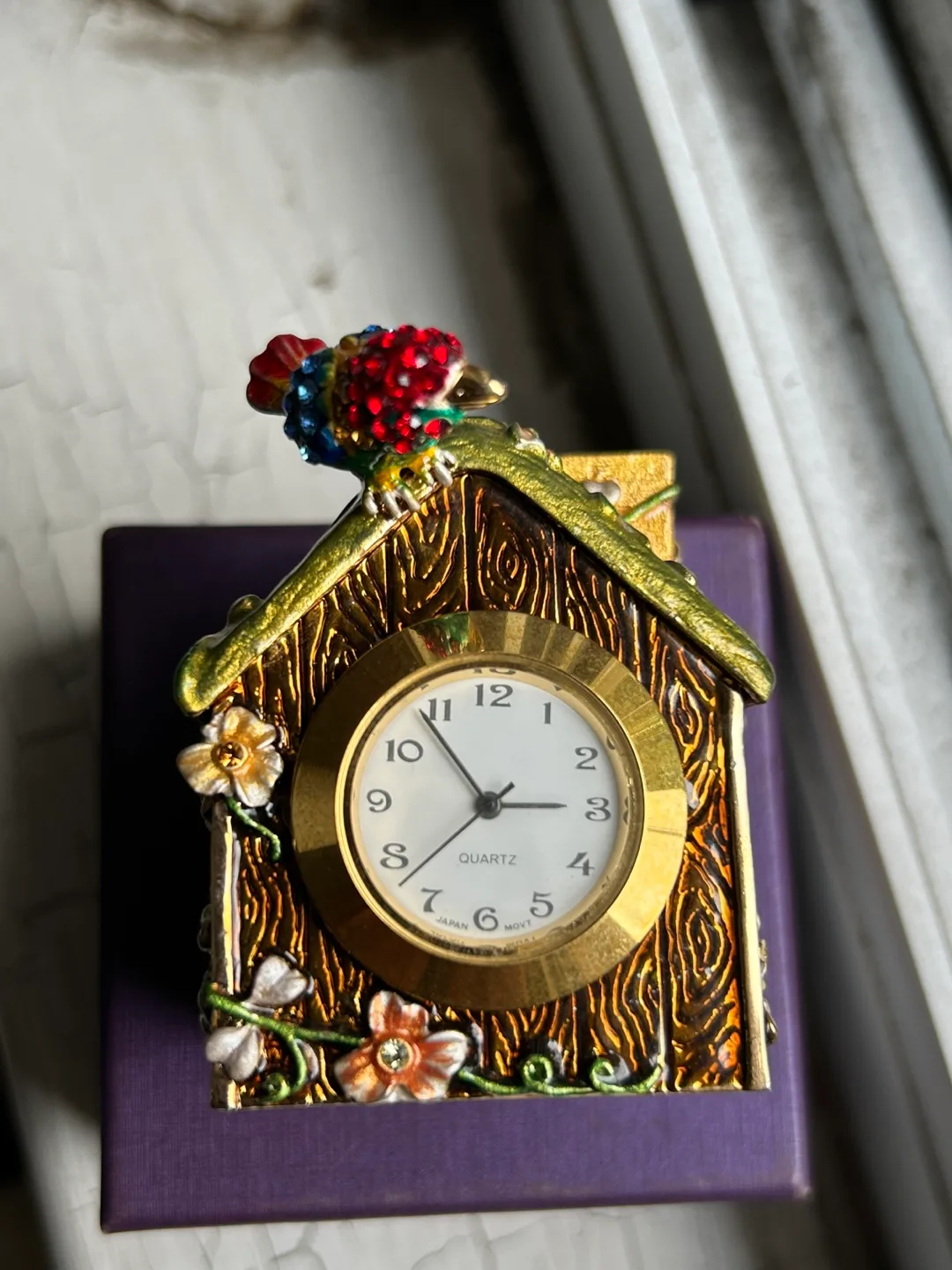 jewellery Rucinni pill box enamel bird clock trinket image indicator(7)