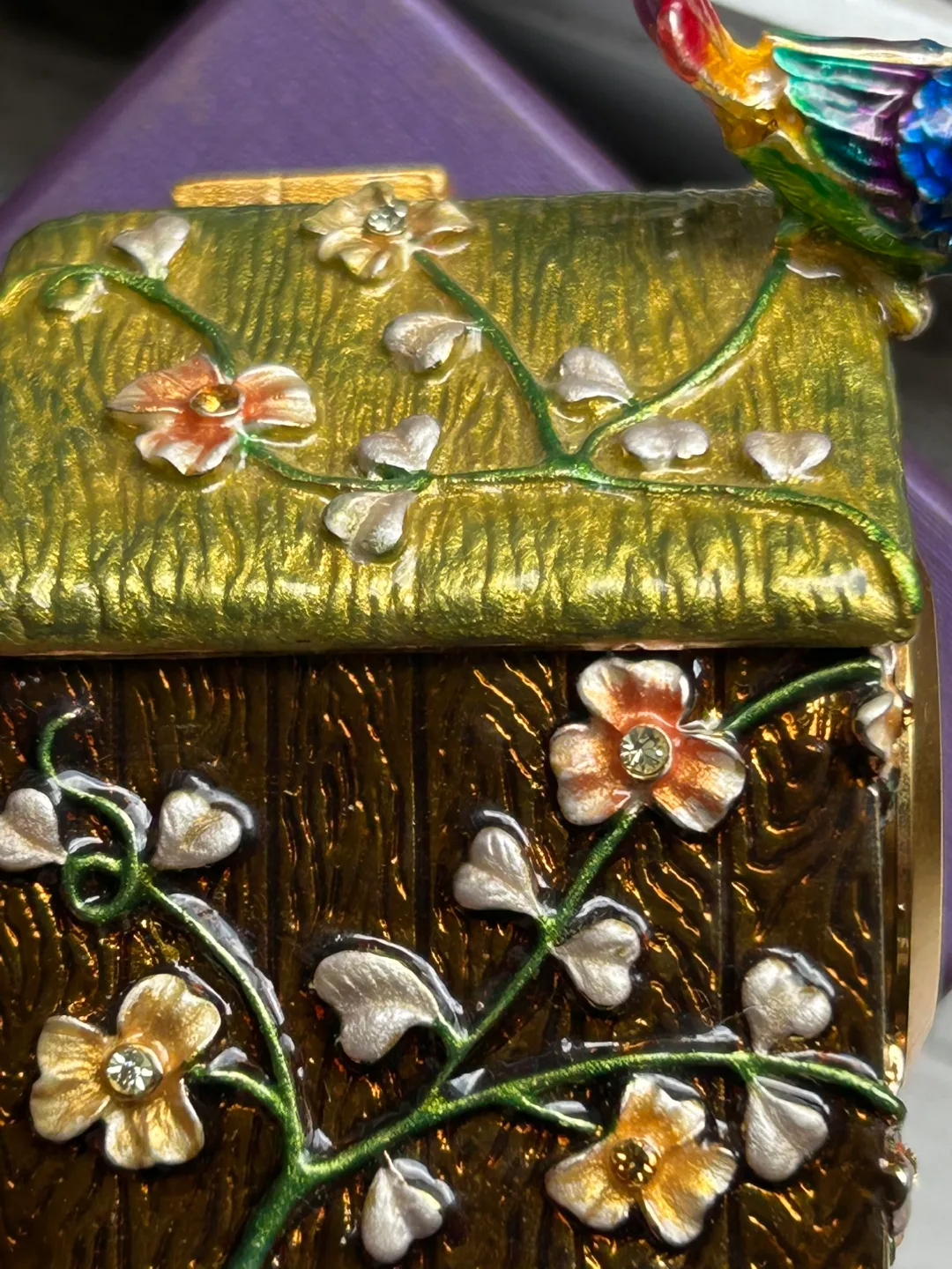 jewellery Rucinni pill box enamel bird clock trinket image indicator(6)