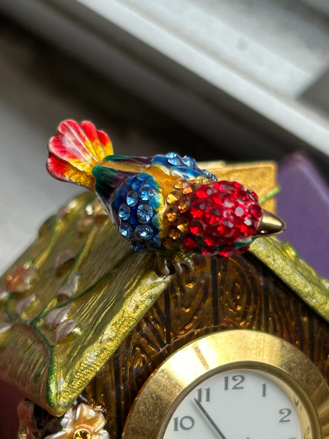 jewellery Rucinni pill box enamel bird clock trinket image indicator(5)