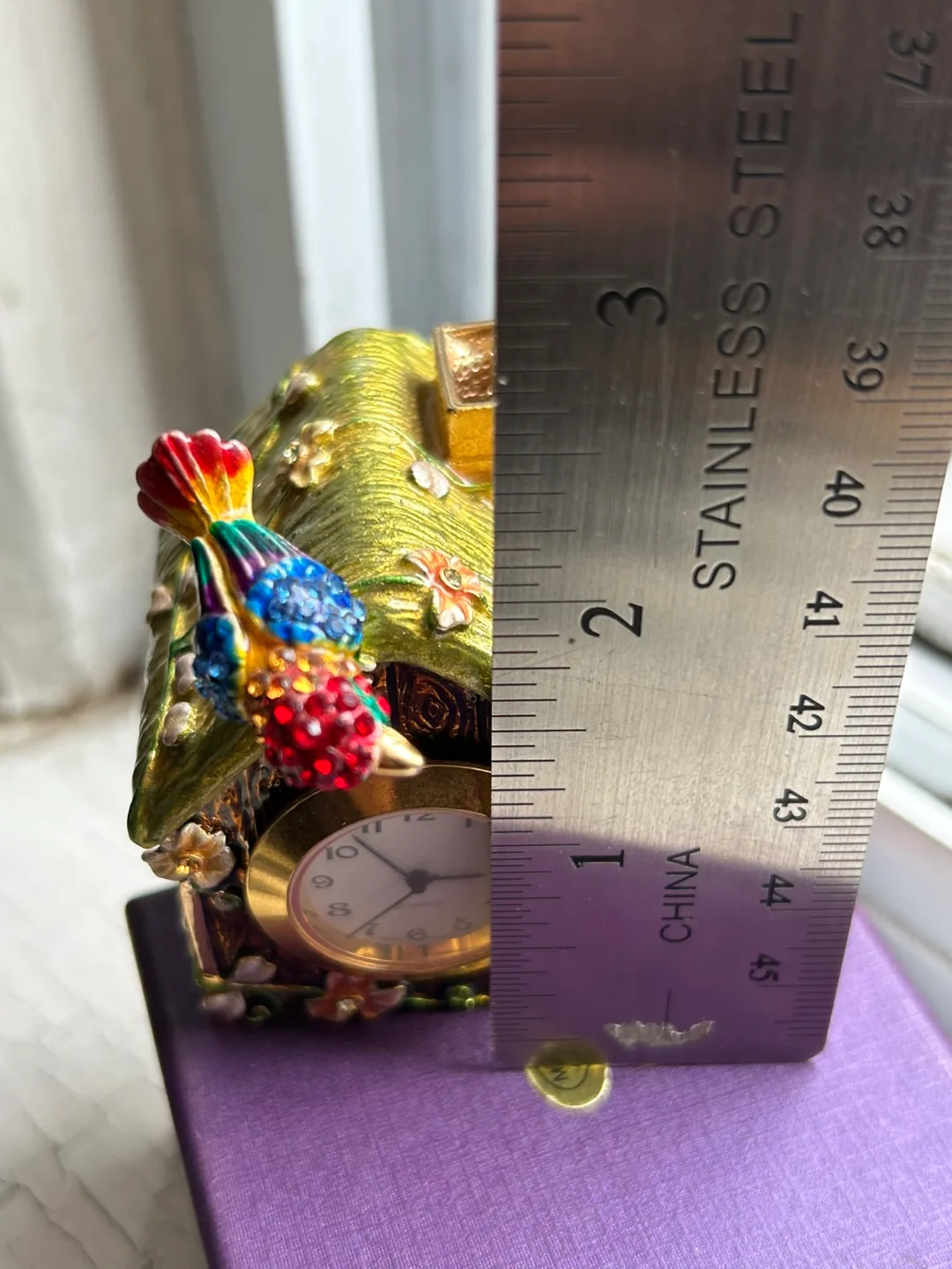 jewellery Rucinni pill box enamel bird clock trinket image indicator(9)