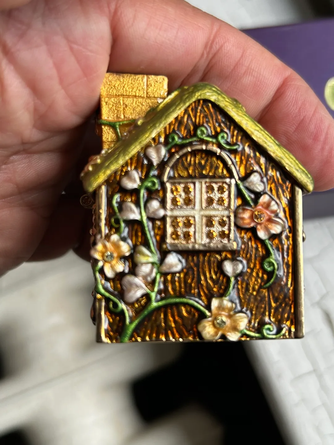 jewellery Rucinni pill box enamel bird clock trinket image indicator(2)