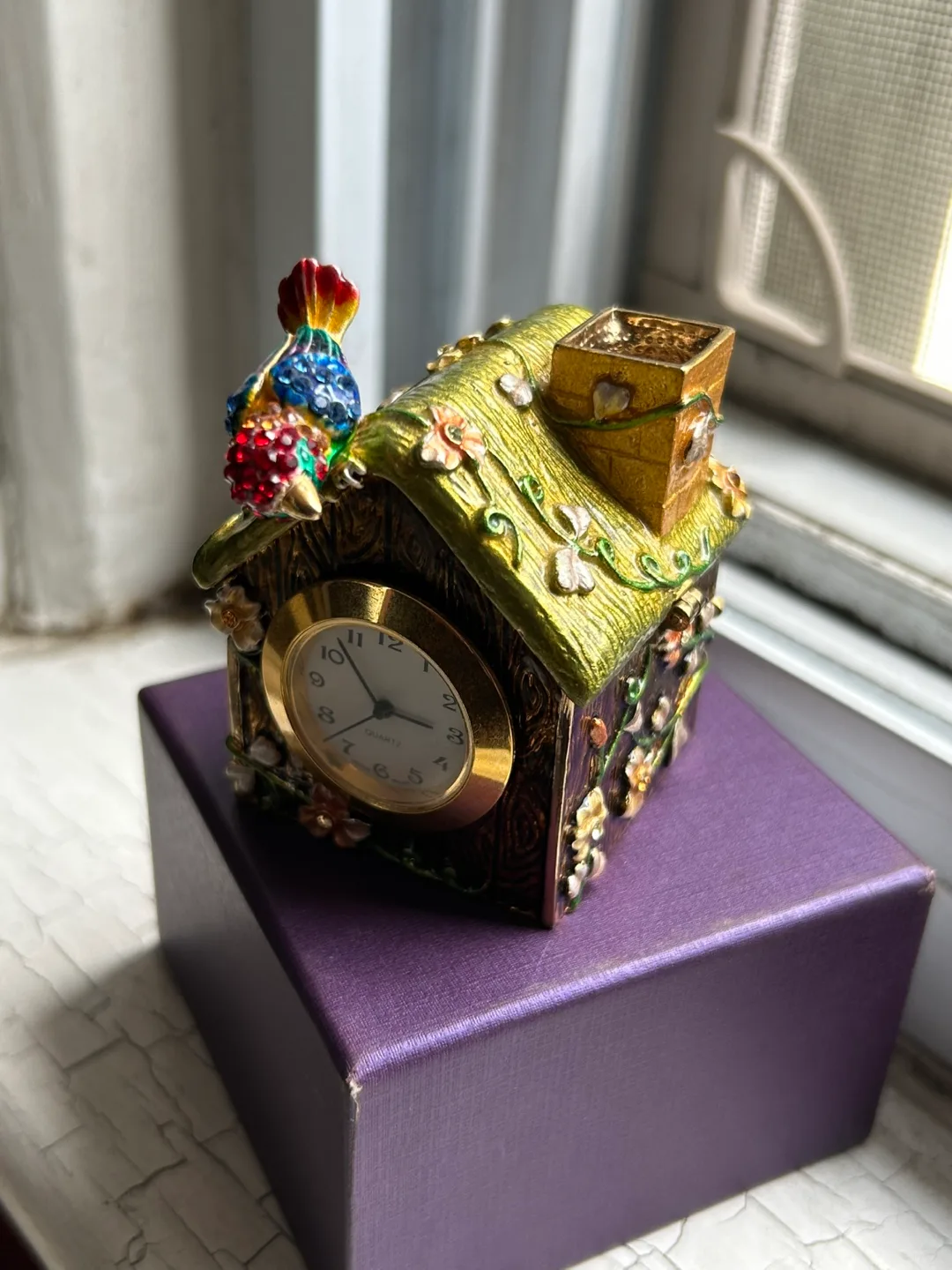 jewellery Rucinni pill box enamel bird clock trinket image indicator(8)