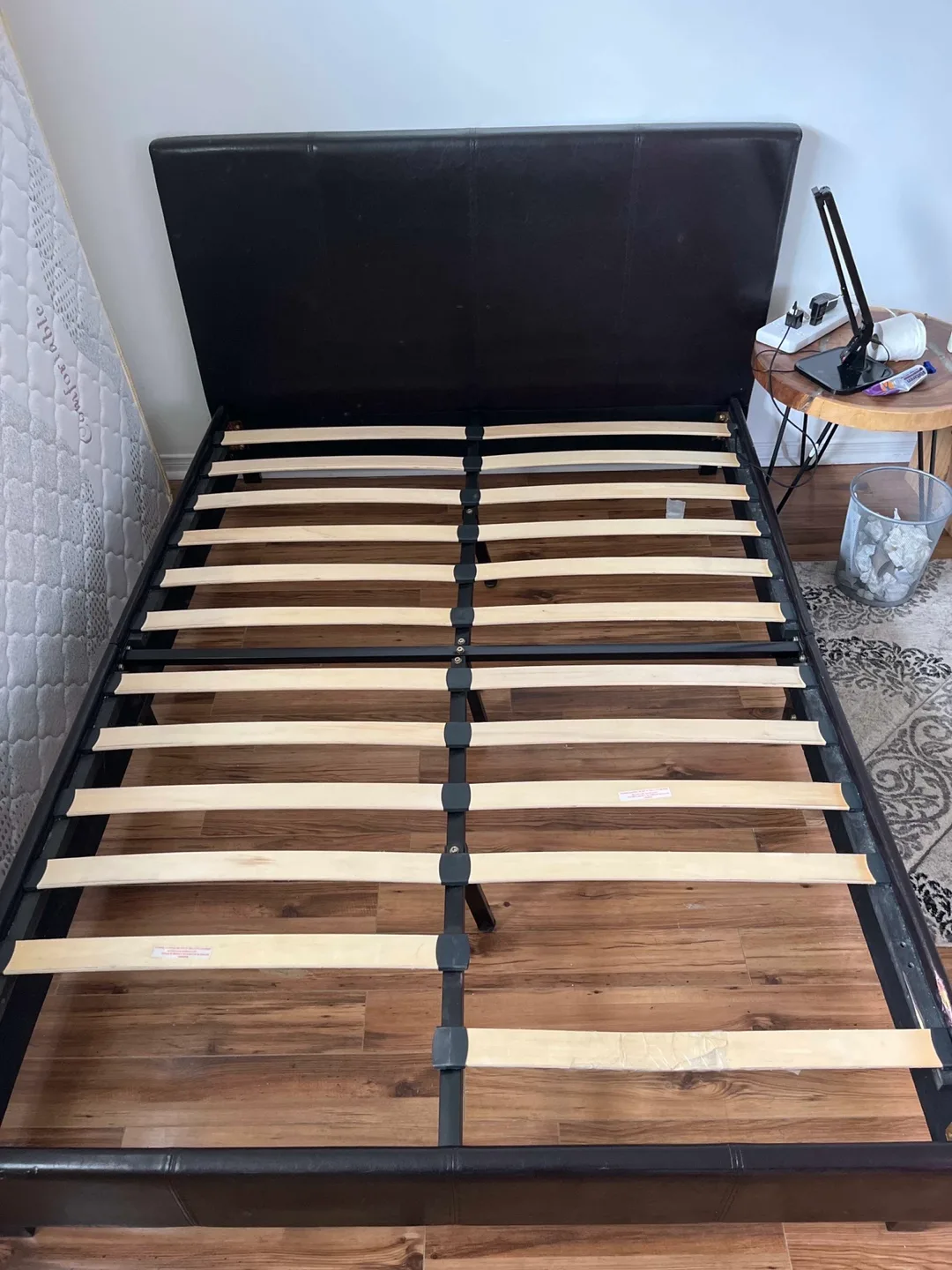 Queen Size Bed Frame - Black with mattress thumbnail