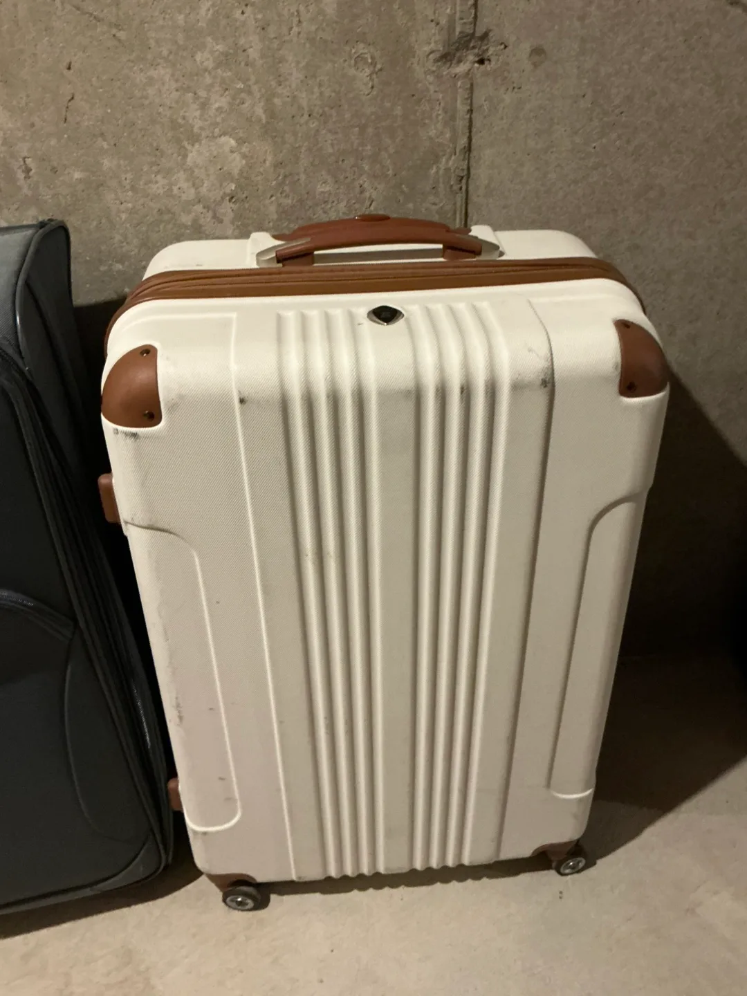 White & Brown Hardside Carry-On Suitcase thumbnail